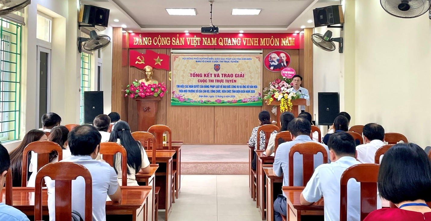 Điện Biên tổng kết và trao giải Cuộc thi trực tuyến tìm hiểu các Nghị quyết của Đảng, pháp luật về đạo đức công vụ và ứng xử văn hóa trên môi trường số năm 2026