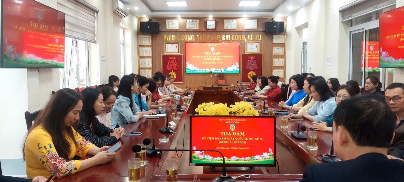 Ban Nữ công Sở Tư pháp tổ chức tọa đàm kỷ niệm 116 năm Ngày Quốc tế phụ nữ 8/3/1910-08/3/2026 và 1986 Khởi nghĩa Hai Bà trưng