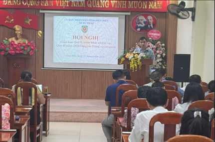 Sở Tư pháp tỉnh Điện Biên: Tổ chức Hội nghị Hội nghị giao ban quý I; triển khai nhiệm vụ Quý II năm 2026 về công tác Đảng và cơ quan