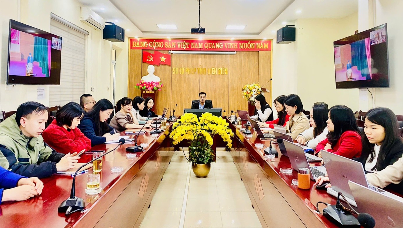 Sở Tư pháp Điện Biên tham dự hội nghị trực tuyến quán triệt Nghị quyết đại hội Đảng bộ tỉnh lần thứ XV